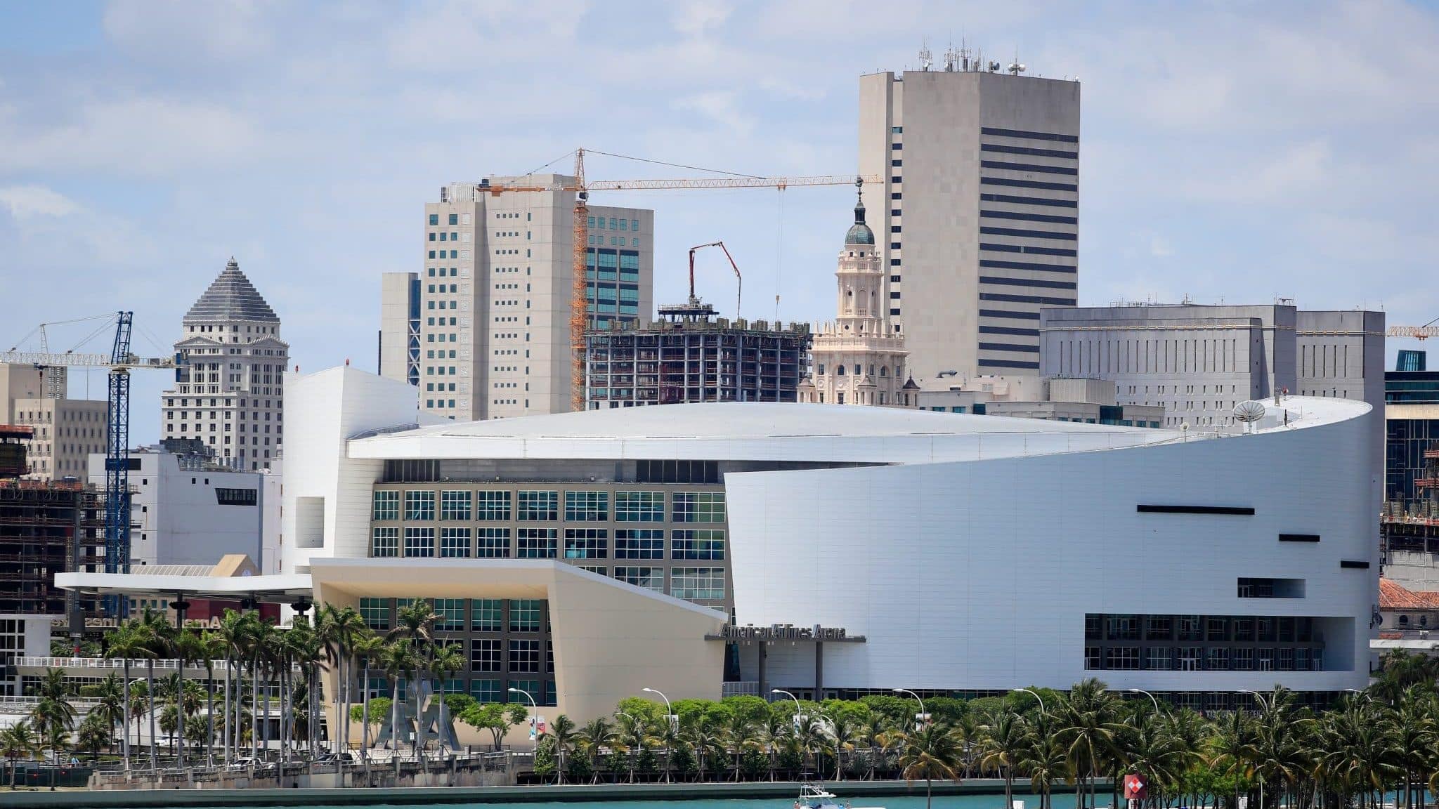MIAMI, FLORIDA - MAY 08: A general view of the AmericanAirlines Arena is seen on May 08, 2020 in Miami Florida. According to reports the Miami Heat are looking to possibly reopen their facilities at the arena on May 11.