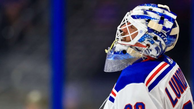 TAMPA, FLORIDA - NOVEMBER 14: Henrik Lundqvist #30 of the New York Rangers looks on during a game against the Tampa Bay Lightning at Amalie Arena on November 14, 2019 in Tampa, Florida.