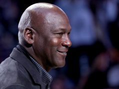 CHARLOTTE, NORTH CAROLINA - FEBRUARY 17: Michael Jordan, owner of the Charlotte Hornets, takes part in a ceremony honoring the 2020 NBA All-Star game during a break in play as Team LeBron take on Team Giannis in the fourth quarter during the NBA All-Star game as part of the 2019 NBA All-Star Weekend at Spectrum Center on February 17, 2019 in Charlotte, North Carolina. Team LeBron won 178-164. NOTE TO USER: User expressly acknowledges and agrees that, by downloading and/or using this photograph, user is consenting to the terms and conditions of the Getty Images License Agreement.