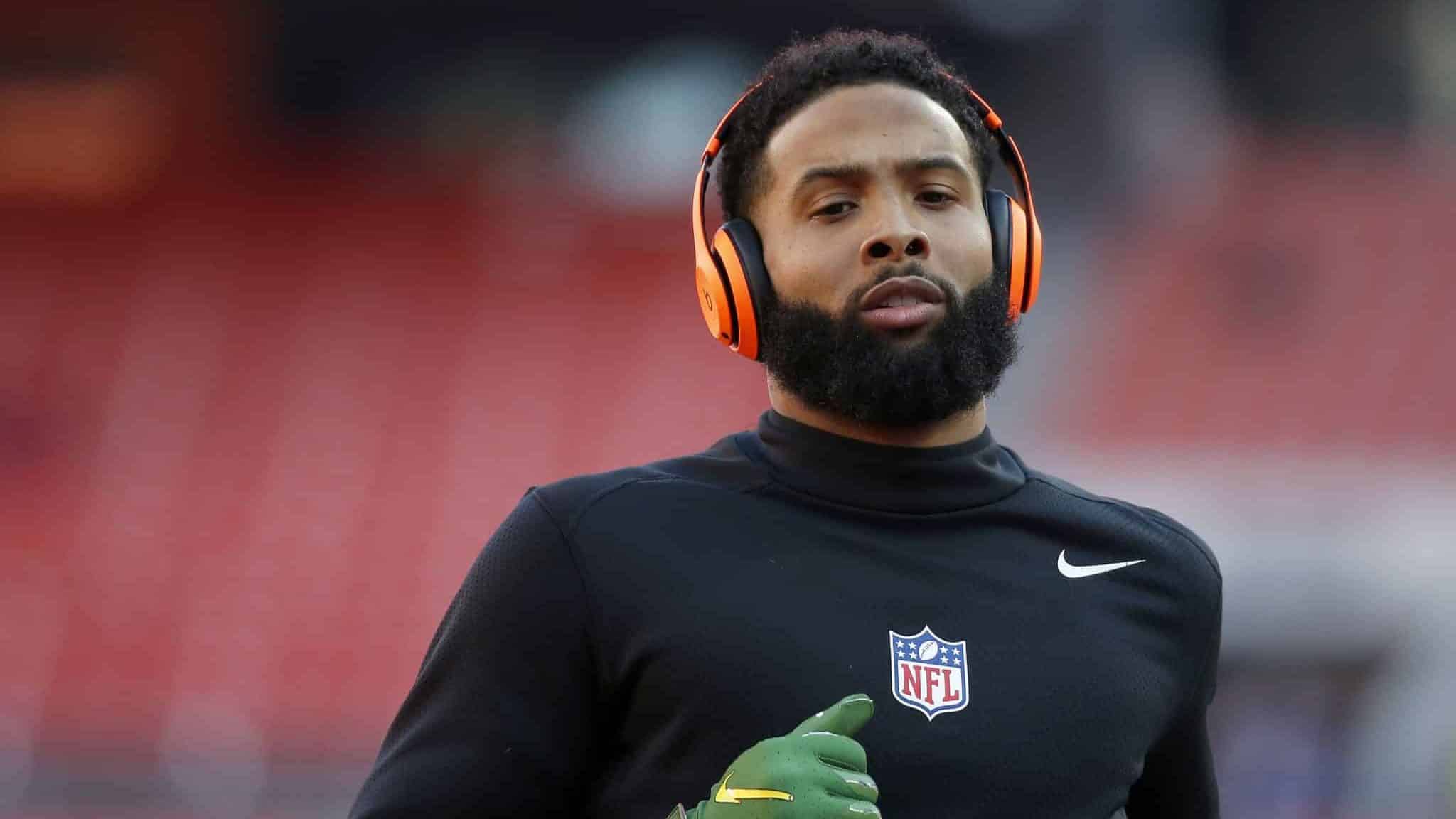 CLEVELAND, OHIO - DECEMBER 22: Odell Beckham Jr. #13 of the Cleveland Browns warms up prior to the game against the Baltimore Ravens at FirstEnergy Stadium on December 22, 2019 in Cleveland, Ohio.