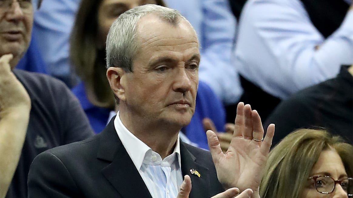 NEWARK, NJ - FEBRUARY 28: New Jersey governor Phil Murphy attends the game between the Seton Hall Pirates and the Villanova Wildcats on February 28, 2018 at Prudential Center in Newark, New Jersey.