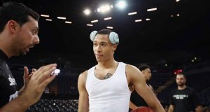 AUCKLAND, NEW ZEALAND - JANUARY 12: RJ Hampton of the Breakers trains with Assistant Coach Mody Maor ahead of the round 15 NBL match between the New Zealand Breakers and the Brisbane Bullets at Spark Arena on January 12, 2020 in Auckland, New Zealand.