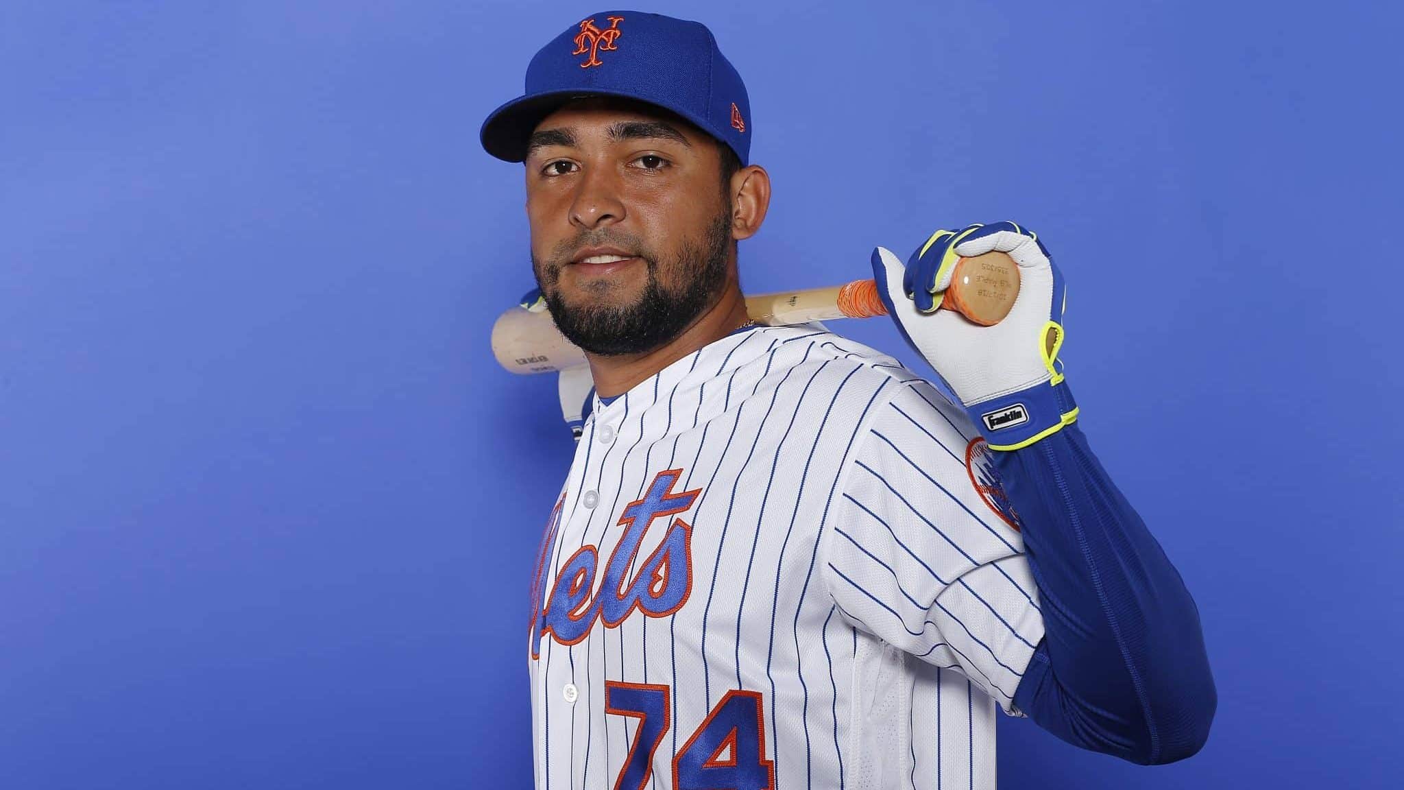 PORT ST. LUCIE, FLORIDA - FEBRUARY 21: Ali Sanchez #74 of the New York Mets poses for a photo on Photo Day at First Data Field on February 21, 2019 in Port St. Lucie, Florida.