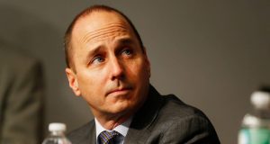 NEW YORK, NY - DECEMBER 20: General Manager Brian Cashman looks on during Carlos Beltran's introductory press conference at Yankee Stadium on December 20, 2013 in the Bronx borough of New York City.