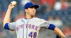 WASHINGTON, DC - SEPTEMBER 03: Jacob deGrom #48 of the New York Mets in the first inning during a baseball game against the Washington Nationals at Nationals Park on September 3, 2019 in Washington, DC.