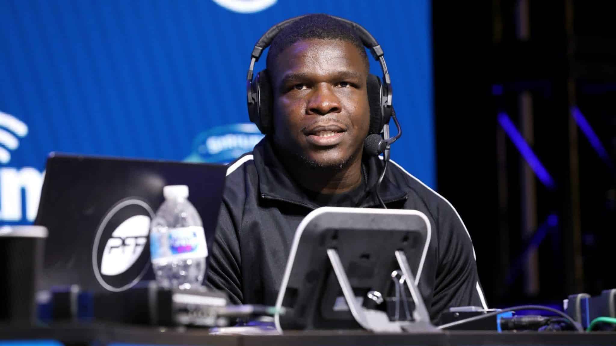 MIAMI, FLORIDA - JANUARY 30: NFL running back Frank Gore of the Buffalo Bills speaks onstage during day 2 of SiriusXM at Super Bowl LIV on January 30, 2020 in Miami, Florida. New York Jets