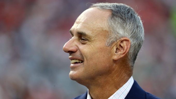 WASHINGTON, DC - JULY 16: MLB Commissioner Rob Manfred looks on during the T-Mobile Home Run Derby at Nationals Park on July 16, 2018 in Washington, DC.