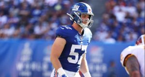 EAST RUTHERFORD, NEW JERSEY - SEPTEMBER 29: Ryan Connelly #57 of the New York Giants in action against the Washington Redskins during their game at MetLife Stadium on September 29, 2019 in East Rutherford, New Jersey.