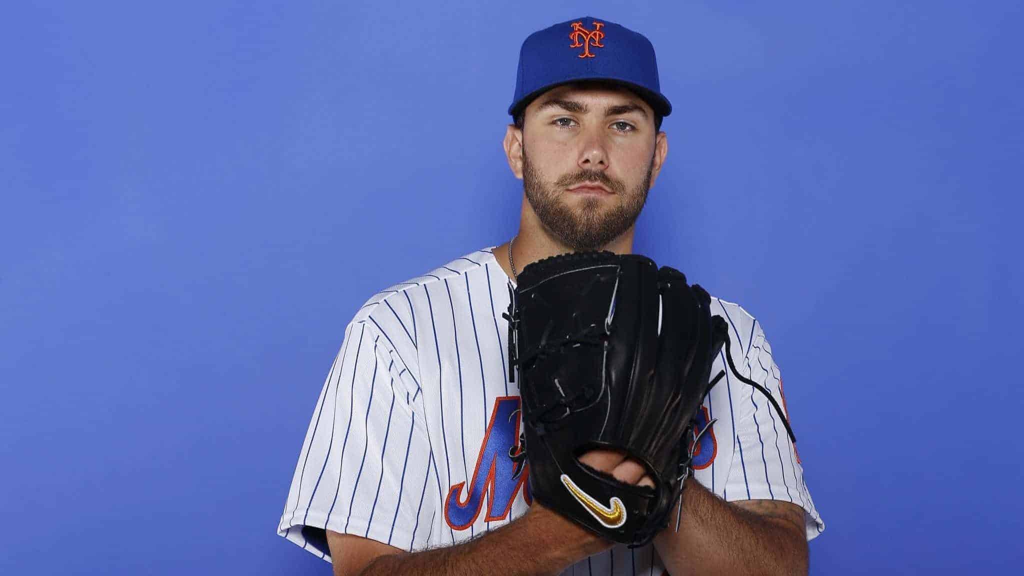 PORT ST. LUCIE, FLORIDA - FEBRUARY 21: David Peterson #77 of the New York Mets poses for a photo on Photo Day at First Data Field on February 21, 2019 in Port St. Lucie, Florida.