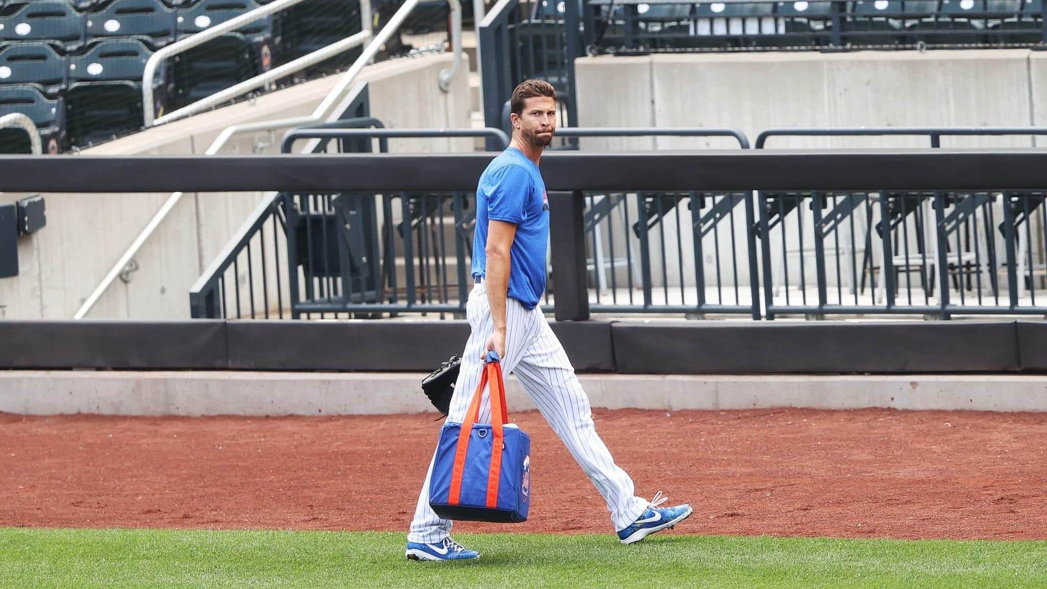 NEW YORK, NEW YORK - JULY 03: Jacob deGrom #48 of the New York Mets walks off the field after his workout during Major League Baseball Summer Training restart at Citi Field on July 03, 2020 in New York City.