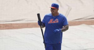 NEW YORK, NEW YORK - JULY 03: Wilson Ramos #40 of the New York Mets prepares to take batting practice during Major League Baseball Summer Training restart at Citi Field on July 03, 2020 in New York City.