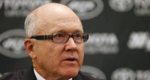 FLORHAM PARK, NJ - JANUARY 21: Woody Johnson, owner of the New York Jets addresses the media during a press conference to introduce new general manager Mike Maccagnan and head cowch Todd Bowles on January 21, 2015 in Florham Park, New Jersey.