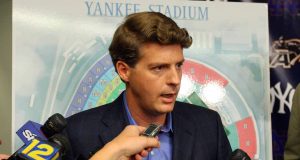 NEW YORK - JULY 20: New York Yankees Managing General Partner Hal Steinbrenner speaks during a press conference announcing that Yankee Stadium will play host to the 2010 Notre Dame v Army college football game on July 19, 2009 at Yankee Stadium in the Bronx borough of New York City. The game is to be played on November 20, 2010.
