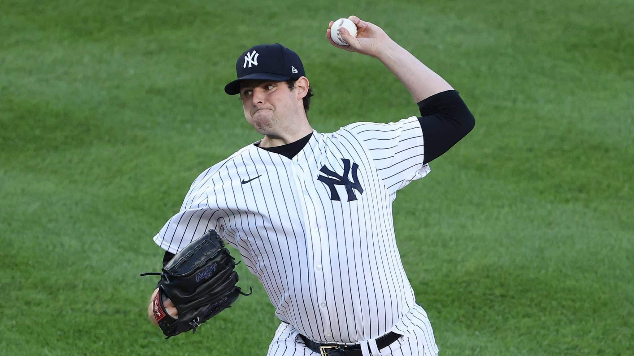 NEW YORK, NEW YORK - JULY 31: Jordan Montgomery #47 of the New York Yankees pitches against the Boston Red Sox during their home opener at Yankee Stadium on July 31, 2020 in New York City. The 2020 season had been postponed since March due to the COVID-19 pandemic.