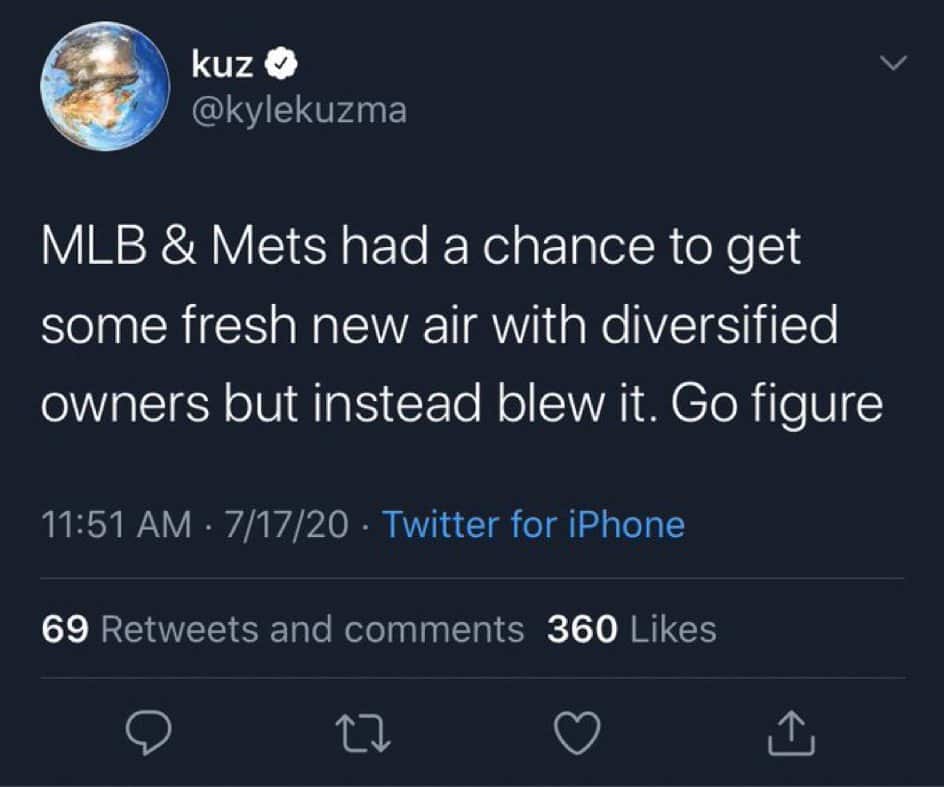 Kuzma tweet New York Mets