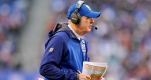 EAST RUTHERFORD, NJ - JANUARY 03: Head coach Tom Coughlin of the New York Giants directs his players in the second half against the Philadelphia Eagles at MetLife Stadium on January 3, 2016 in East Rutherford, New Jersey.The Philadelphia Eagles defeated the New York Giants 35-30.