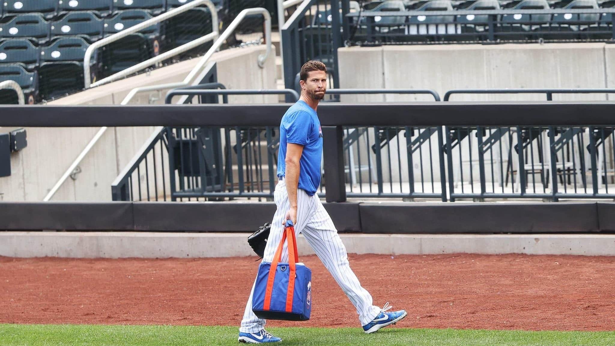 NEW YORK, NEW YORK - JULY 03: Jacob deGrom #48 of the New York Mets walks off the field after his workout during Major League Baseball Summer Training restart at Citi Field on July 03, 2020 in New York City.