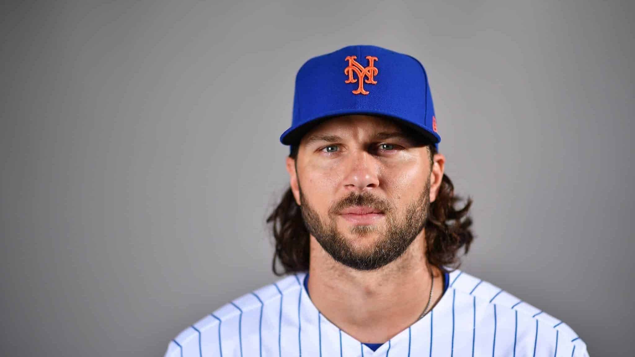 PORT ST. LUCIE, FLORIDA - FEBRUARY 20: Jake Marisnick #16 of the New York Mets poses for a photo during Photo Day at Clover Park on February 20, 2020 in Port St. Lucie, Florida.