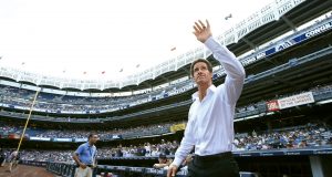 NEW YORK, NY - AUGUST 14: Former New York Yankee Paul O'Neil waves as he is introduced during a ceremony honoring Mariano Rivera before a game between the Tampa Bay Rays and the New York Yankees at Yankee Stadium on August 14, in the Bronx borough of New York City.