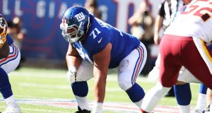 EAST RUTHERFORD, NEW JERSEY - SEPTEMBER 29: Will Hernandez #71 of the New York Giants in action against the Washington Redskins during their game at MetLife Stadium on September 29, 2019 in East Rutherford, New Jersey.