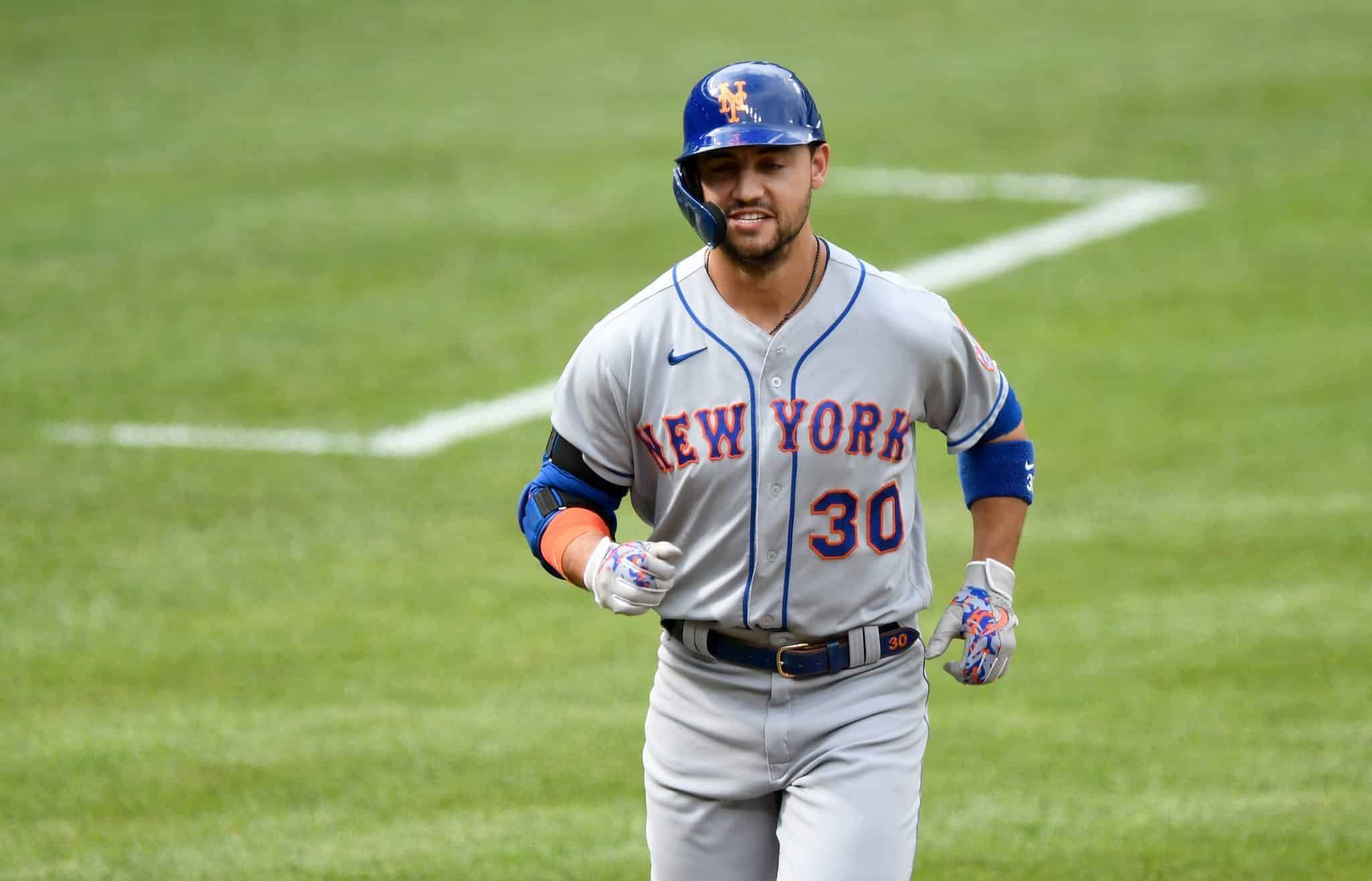 BALTIMORE, MD - SEPTEMBER 02: Michael Conforto #30 of the New York Mets rounds the bases after hitting a two-run home run in the first inning against the Baltimore Orioles at Oriole Park at Camden Yards on September 2, 2020 in Baltimore, Maryland.