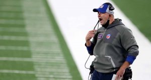 EAST RUTHERFORD, NEW JERSEY - SEPTEMBER 14: Head coach Joe Judge of the New York Giants reacts against the Pittsburgh Steelers during the second quarter in the game at MetLife Stadium on September 14, 2020 in East Rutherford, New Jersey.