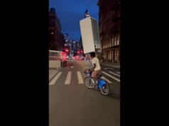 NYC cyclist refrigerator
